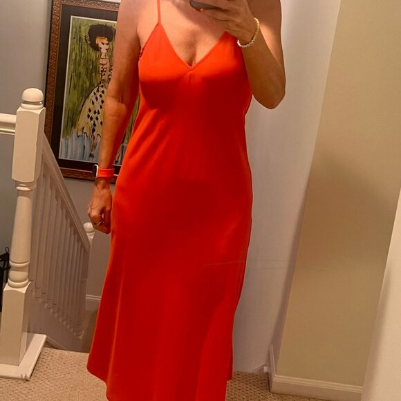LA LINGE CONSTANCE CHIFFON ORANGE MIDI EASTER DRESS  SZ S CASUAL & FORMAL STYLE - Picture 11 of 15